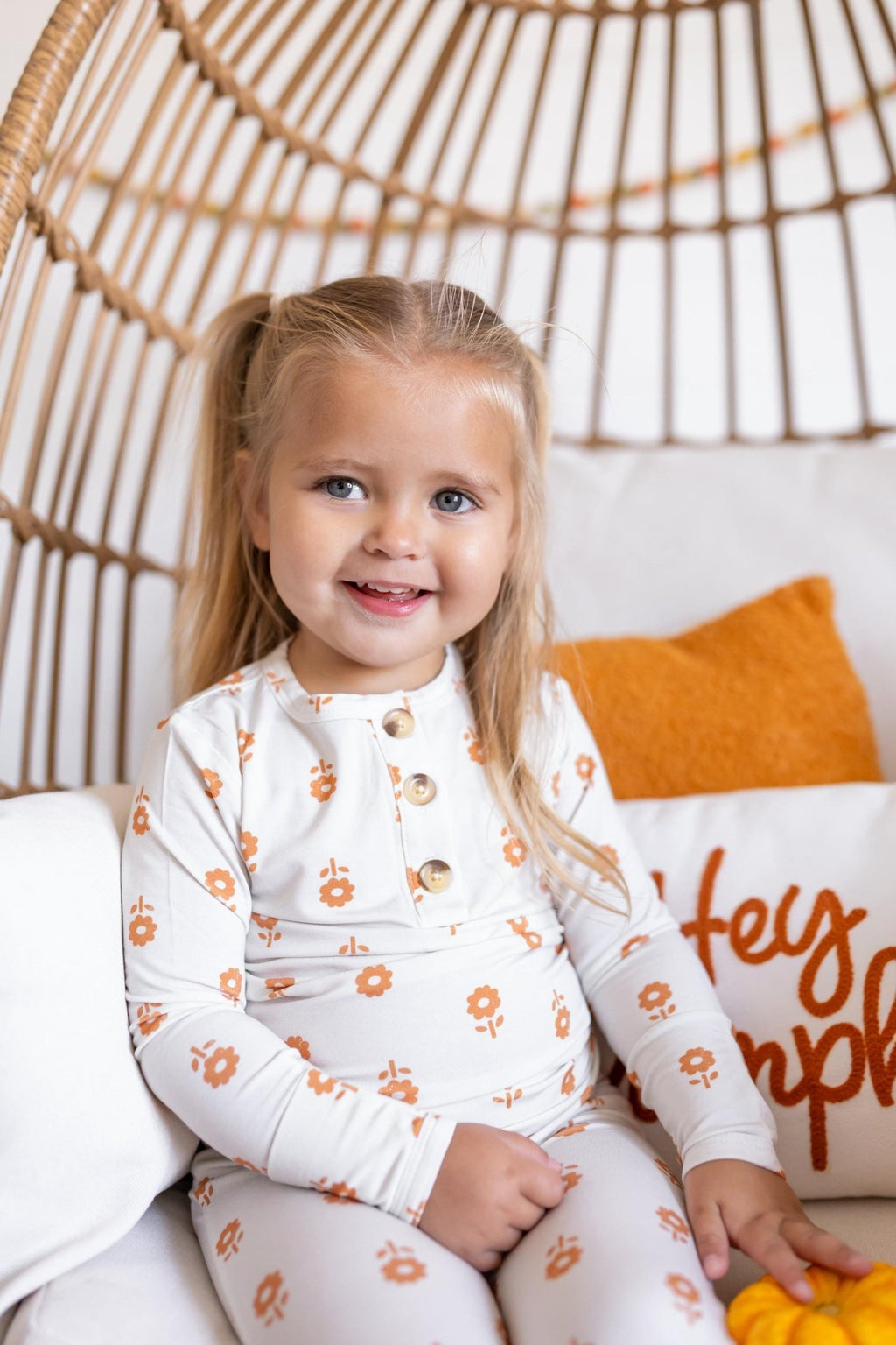 Pumpkin Posie Bamboo Pajamas: Fall Baby & Toddler PJs - Shop Avnu