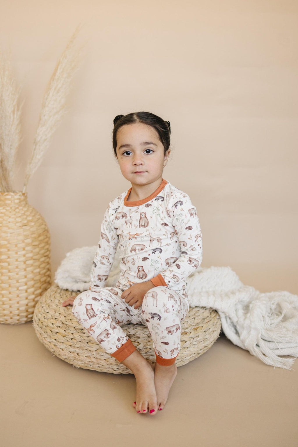 Forest Friends 2pc Bamboo Pajamas - Fall Woodland PJ Set for Toddlers and Kids - Shop Avnu