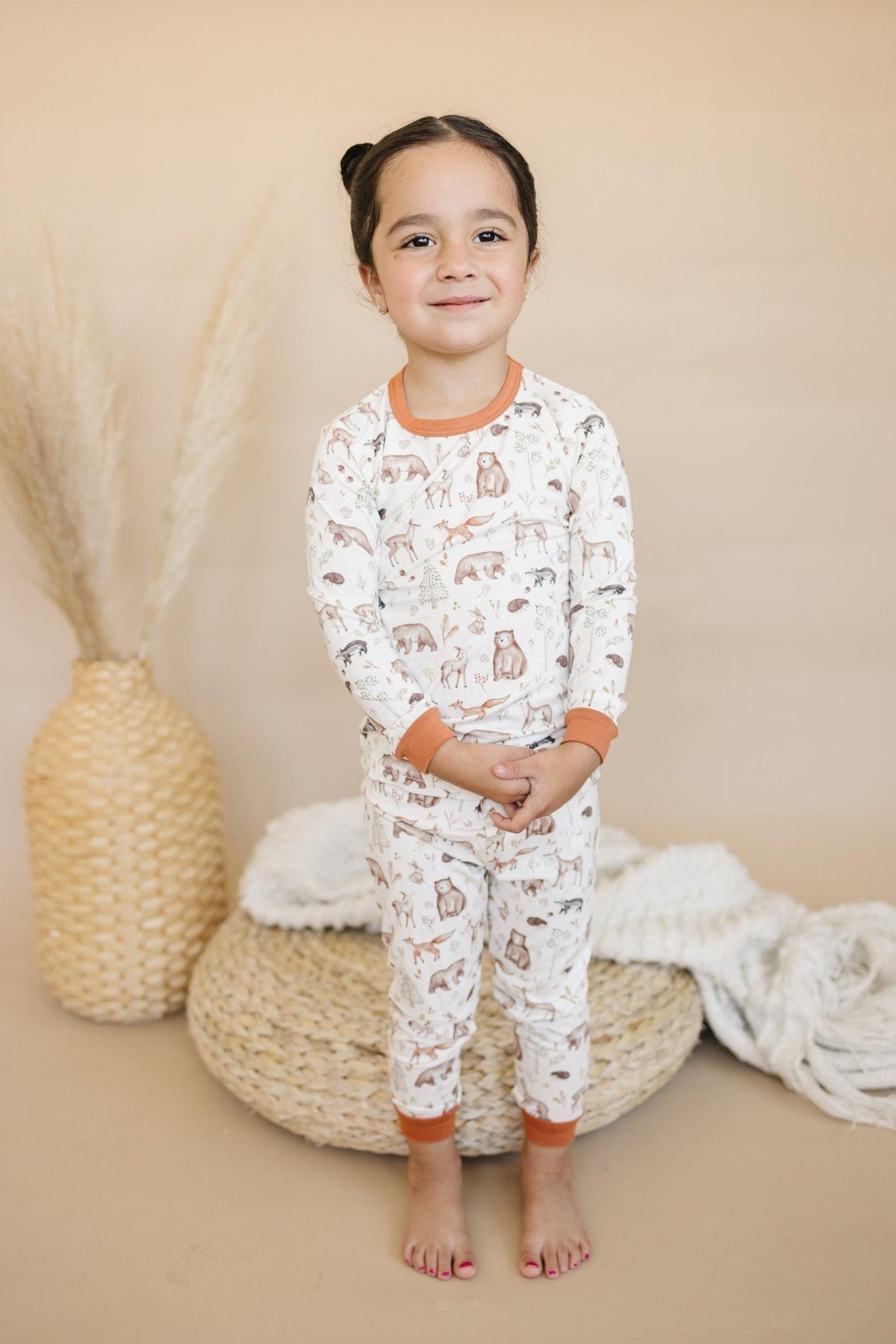 Forest Friends 2pc Bamboo Pajamas - Fall Woodland PJ Set for Toddlers and Kids - Shop Avnu