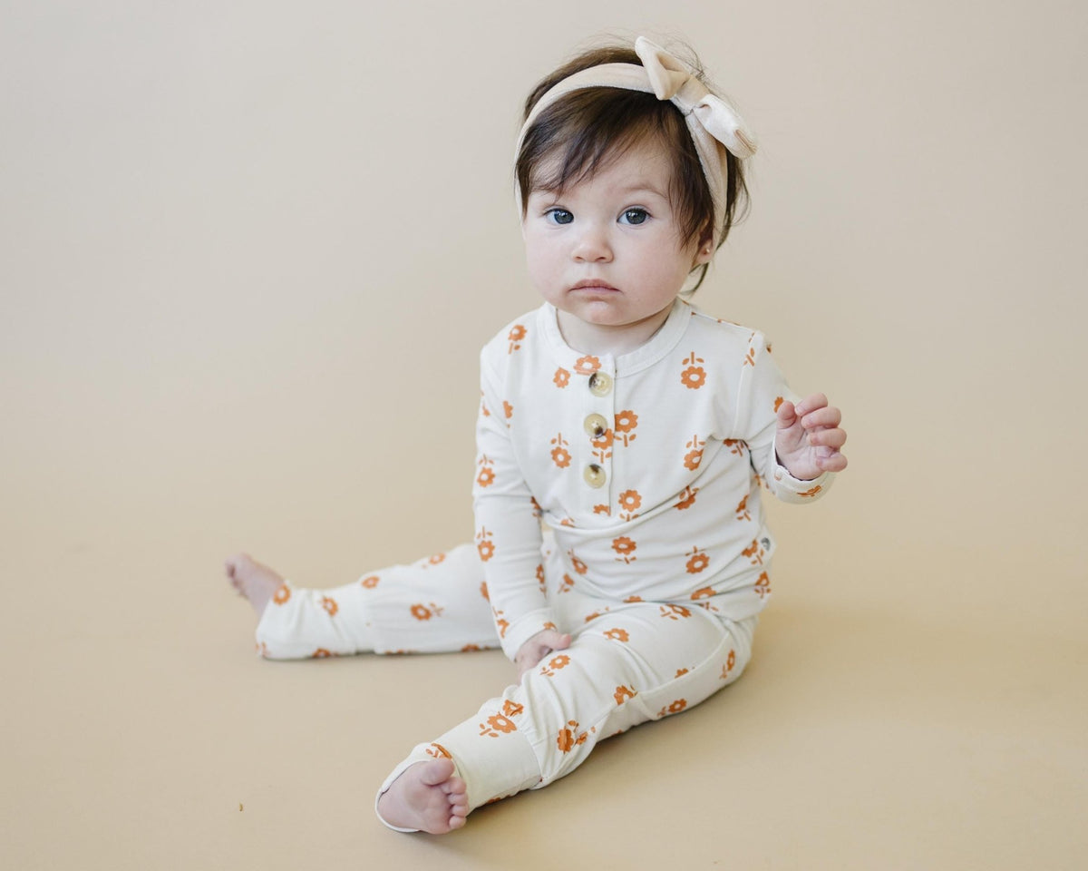 Pumpkin Posie Bamboo Pajamas: Fall Baby & Toddler PJs - Shop Avnu