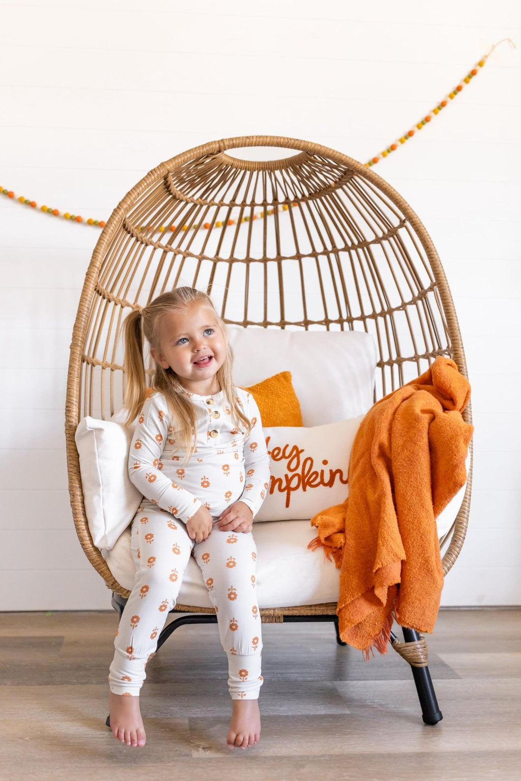 Pumpkin Posie Bamboo Pajamas: Fall Baby & Toddler PJs - Shop Avnu