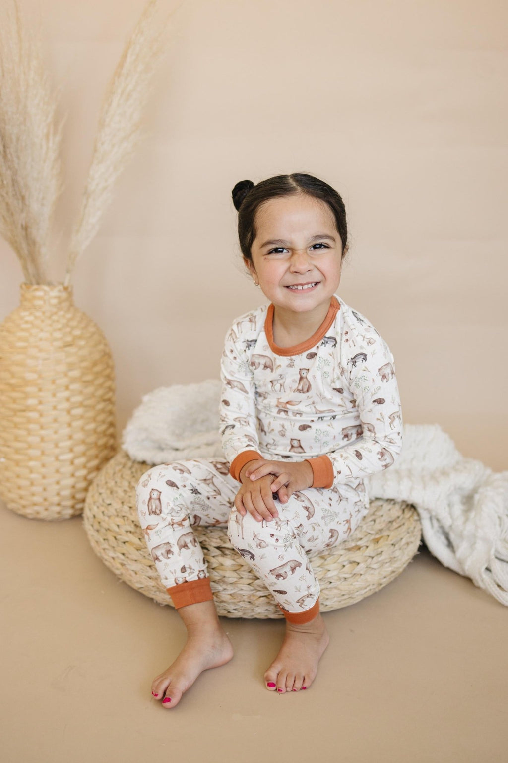 Forest Friends 2pc Bamboo Pajamas - Fall Woodland PJ Set for Toddlers and Kids - Shop Avnu