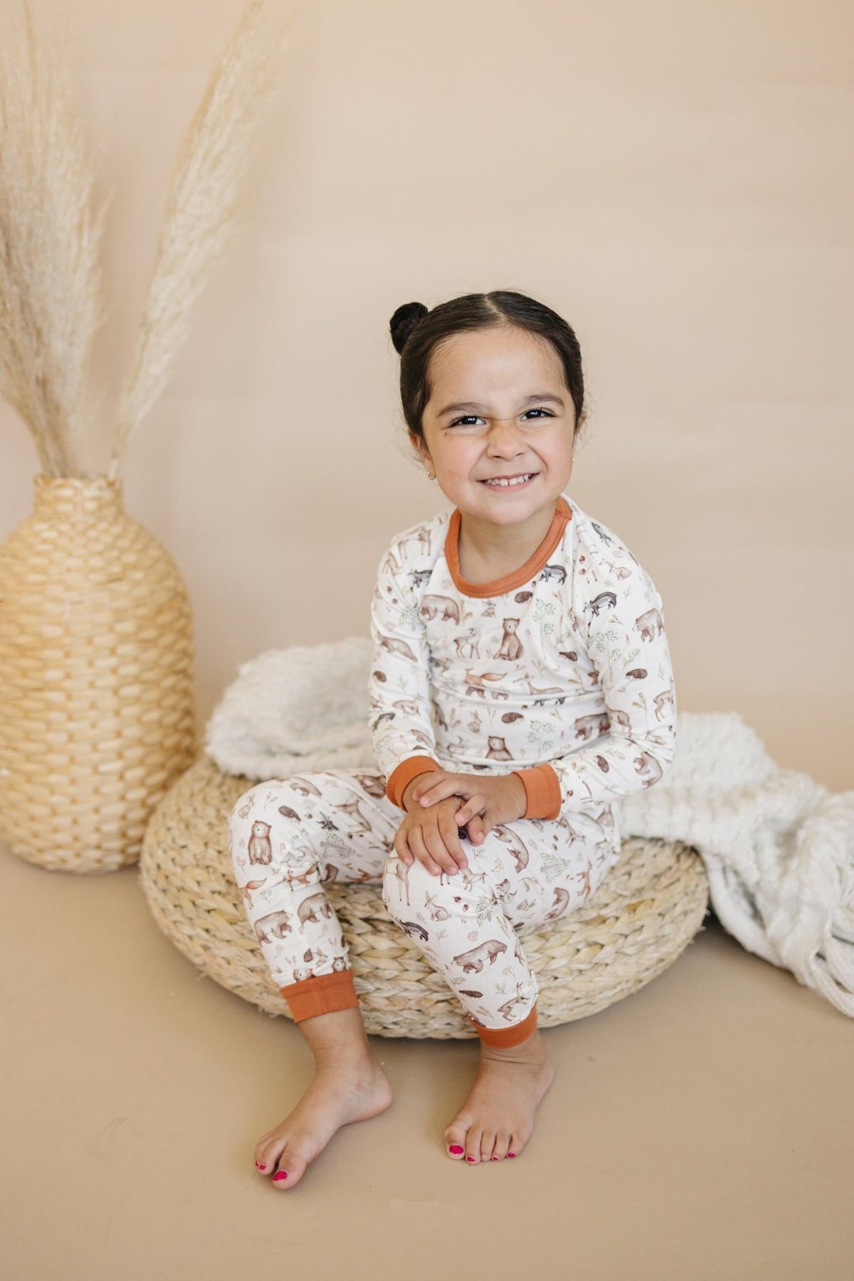 Forest Friends 2pc Bamboo Pajamas - Fall Woodland PJ Set for Toddlers and Kids - Shop Avnu