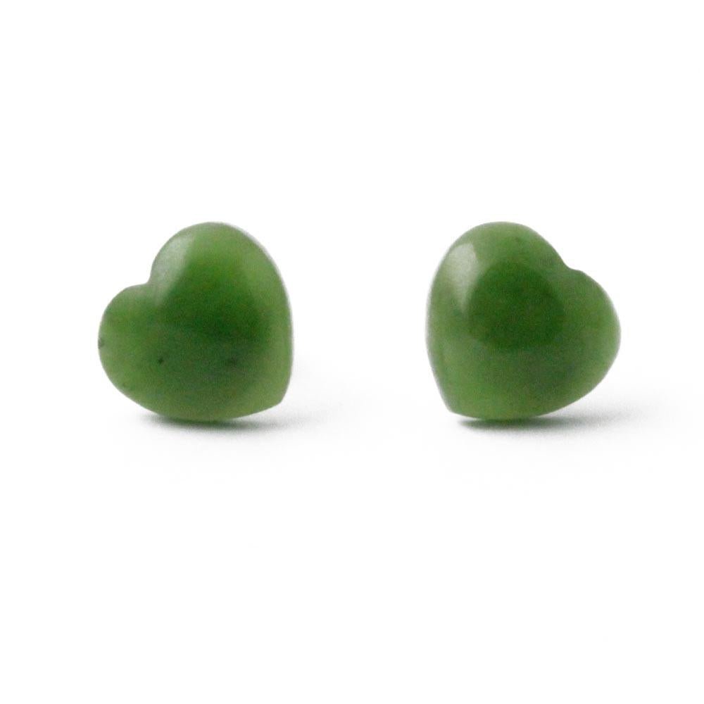 Jade Heart Stud Earrings, 0575 - Shop Avnu