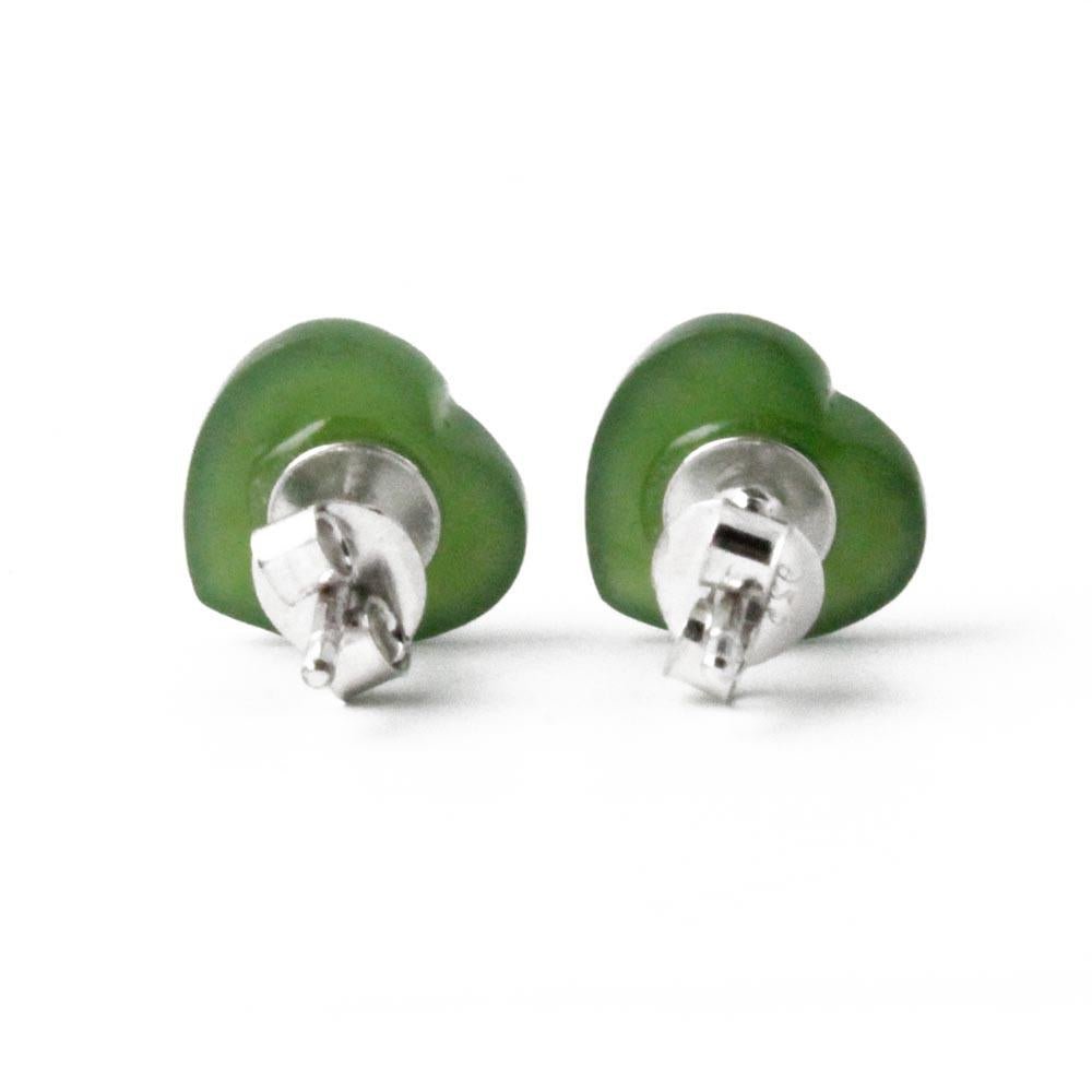 Jade Heart Stud Earrings, 0575 - Shop Avnu