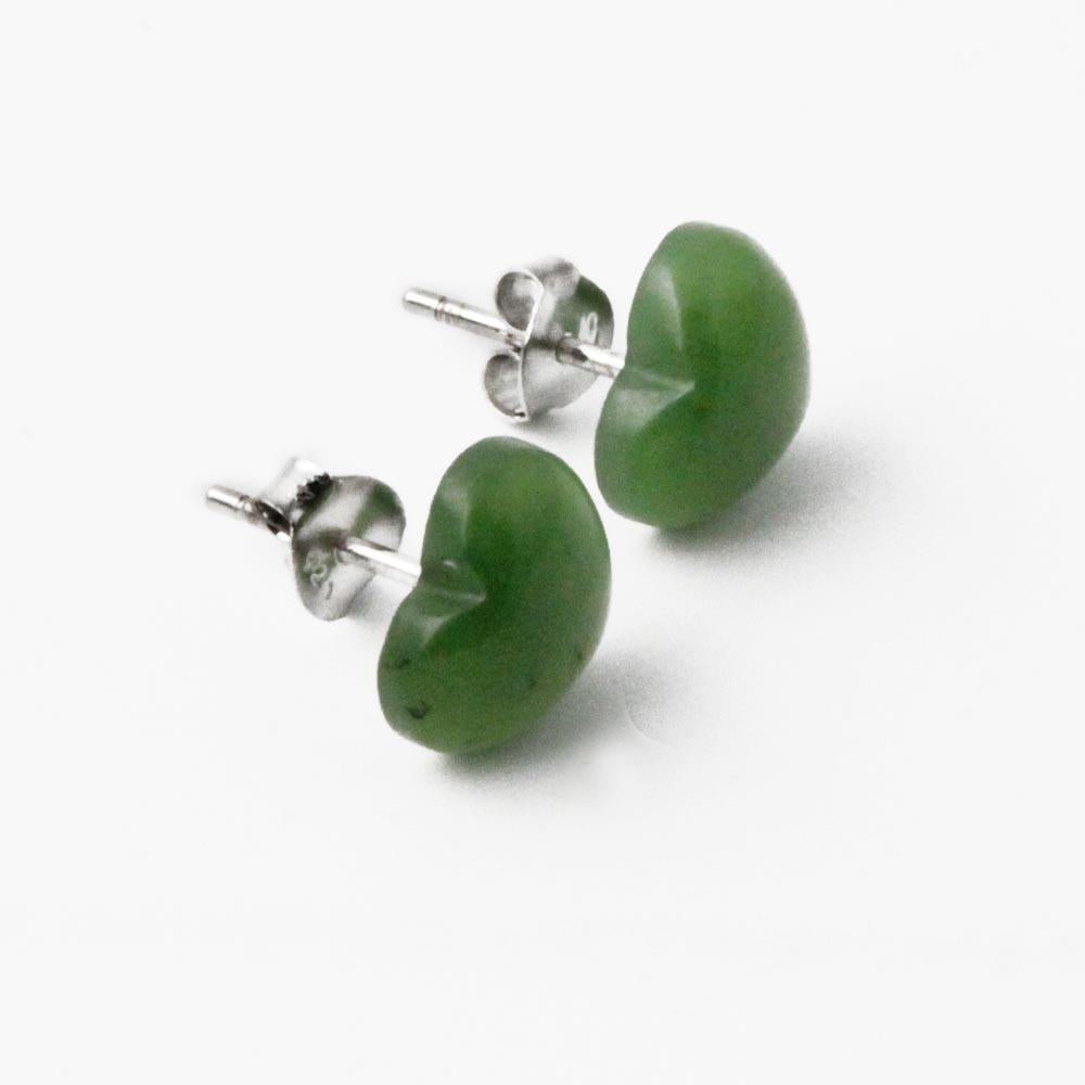 Jade Heart Stud Earrings, 0575 - Shop Avnu