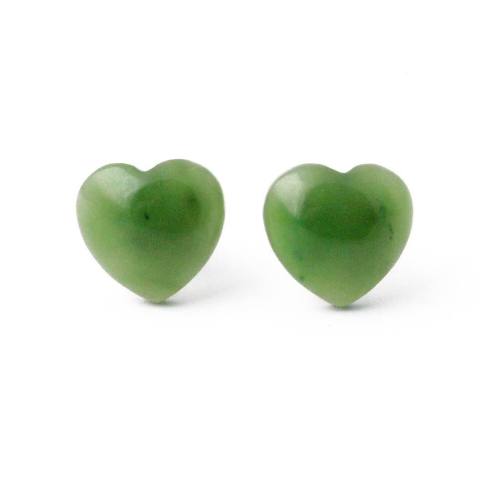 Jade Heart Stud Earrings, 0575 - Shop Avnu