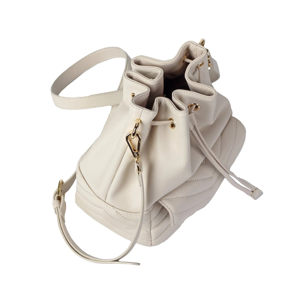 Soft Lambskin Bucket Bag – Striped Embroidery Design