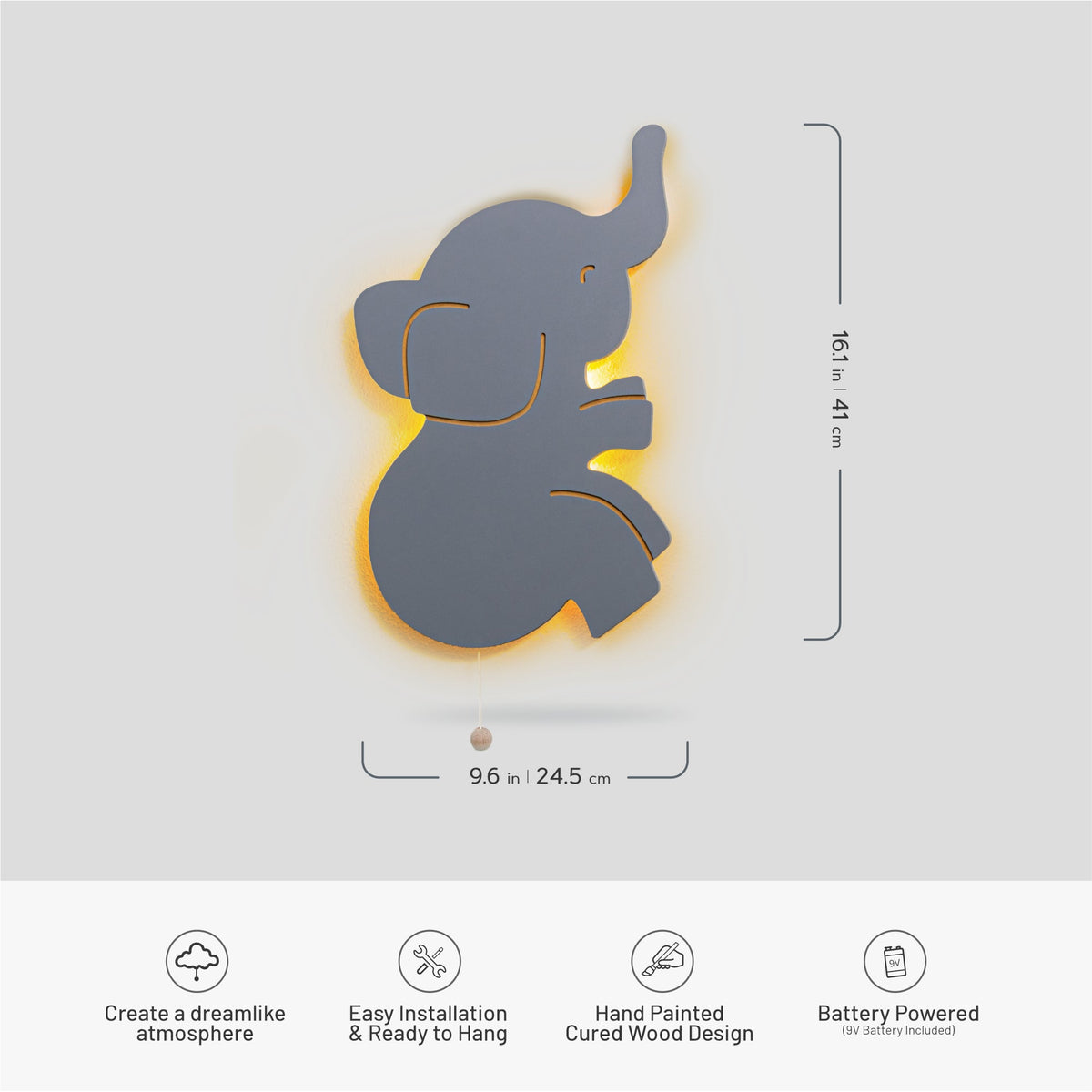 LumiDreams Wall Light - Kid's Decor Nightlight Elephant - Shop Avnu