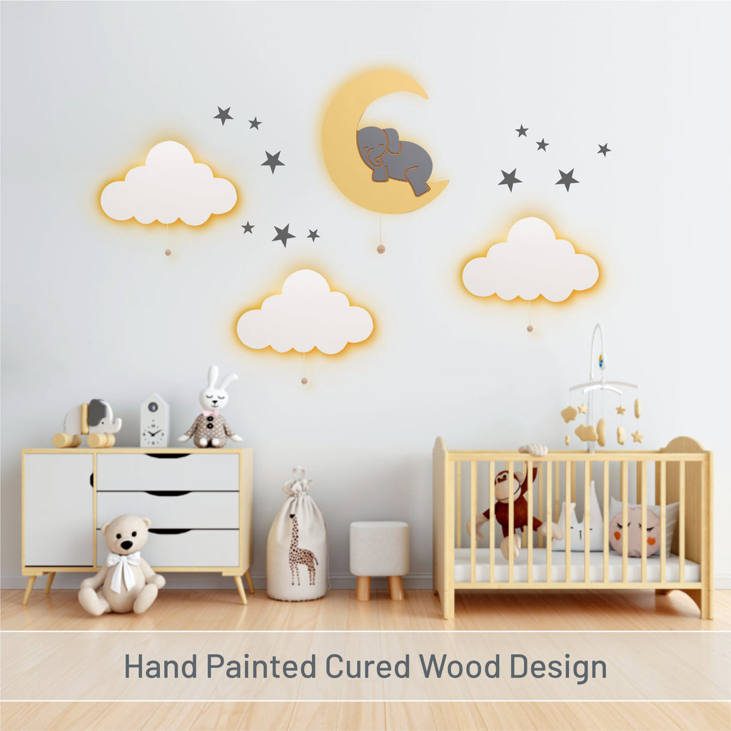 LumiDreams Wall Light - Kid's Decor Nightlight Elephant on Moon - Shop Avnu