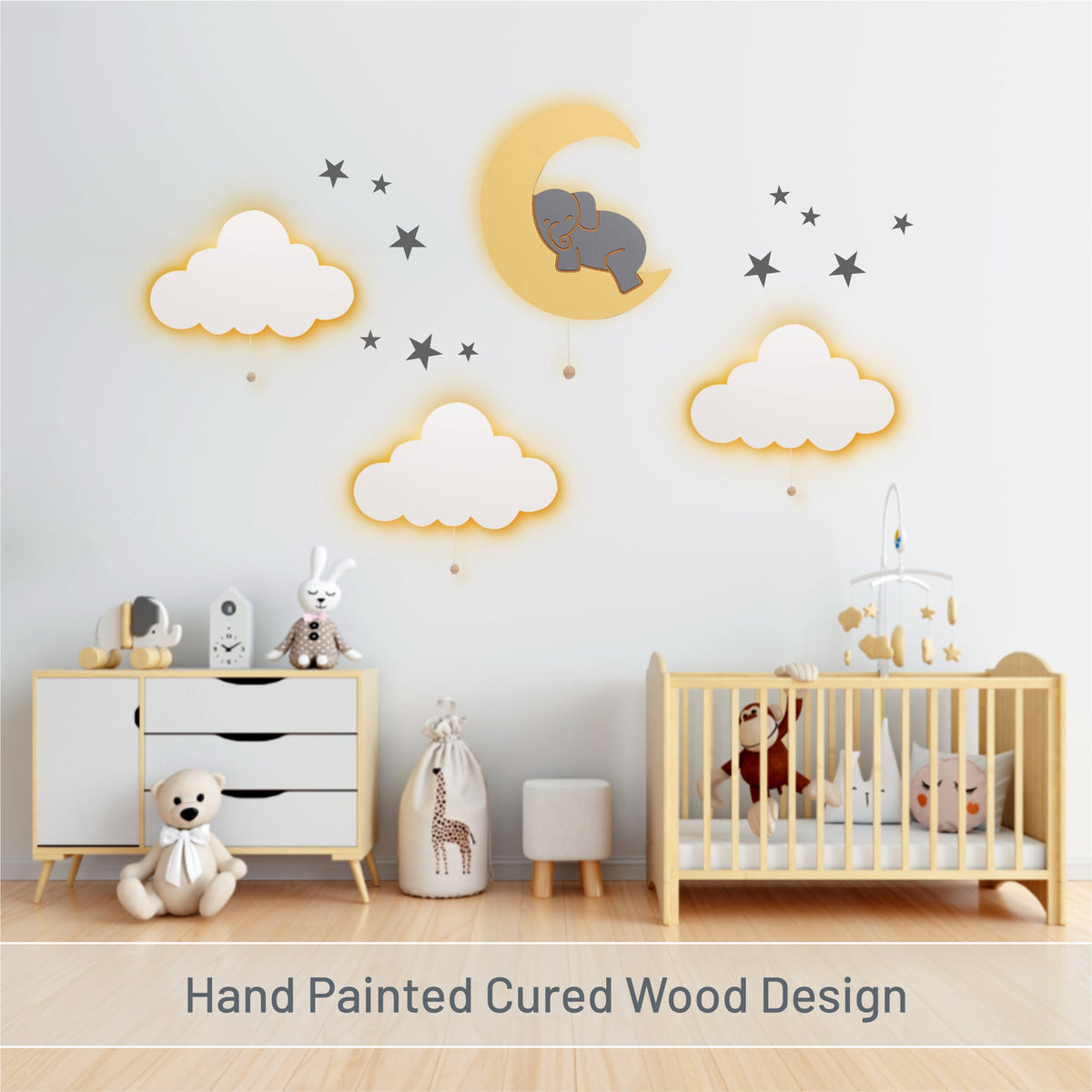 LumiDreams Wall Light - Kid's Decor Nightlight Elephant on Moon - Shop Avnu