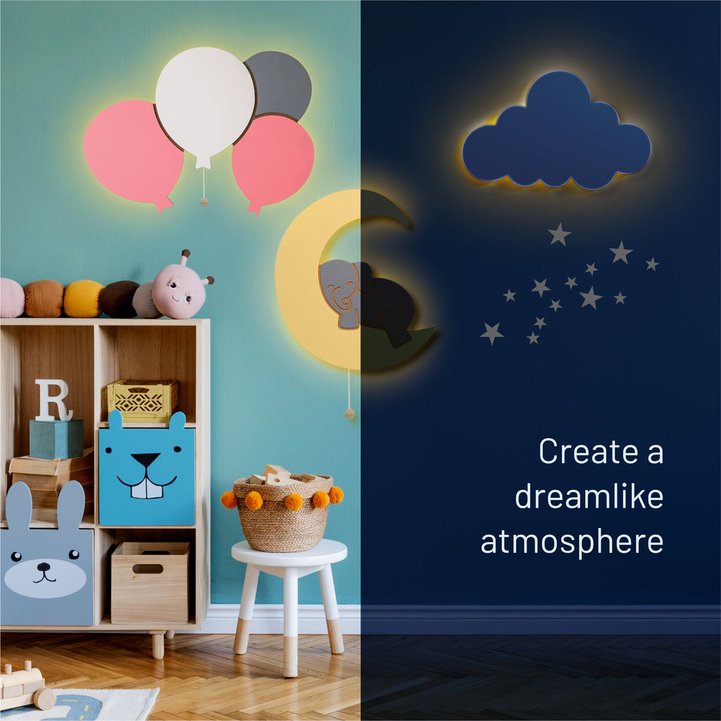 LumiDreams Wall Light - Kid's Decor Nightlight Elephant on Moon - Shop Avnu