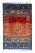 Afghan Tree of Life Gabbeh (3'04"x5'00") rust/blue