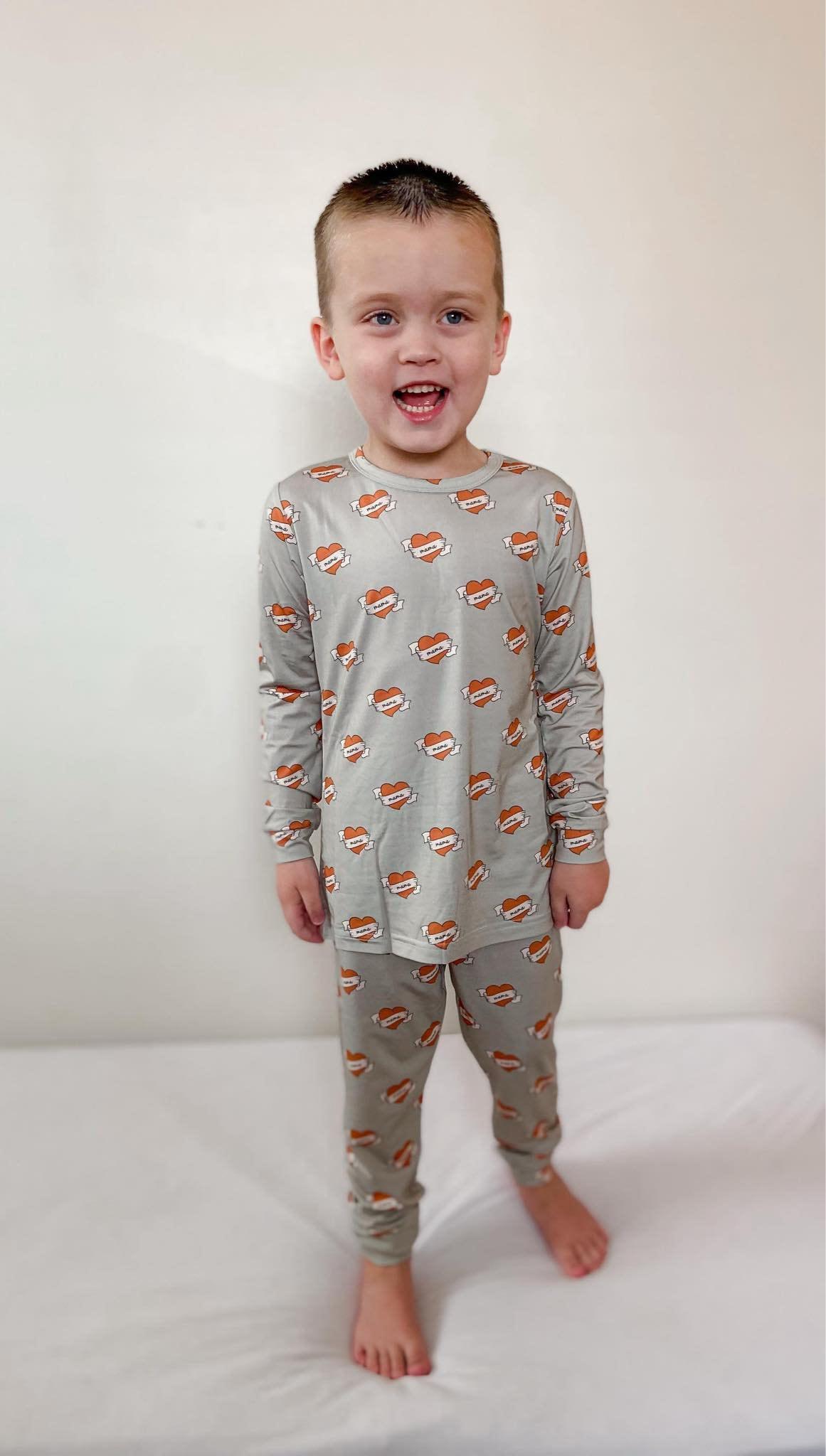 Mama Tattoo Hearts 2pc Bamboo Pajamas - Shop Avnu