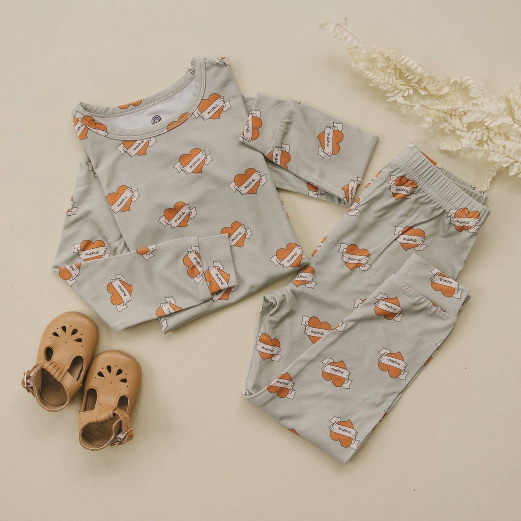 Mama Tattoo Hearts 2pc Bamboo Pajamas - Shop Avnu