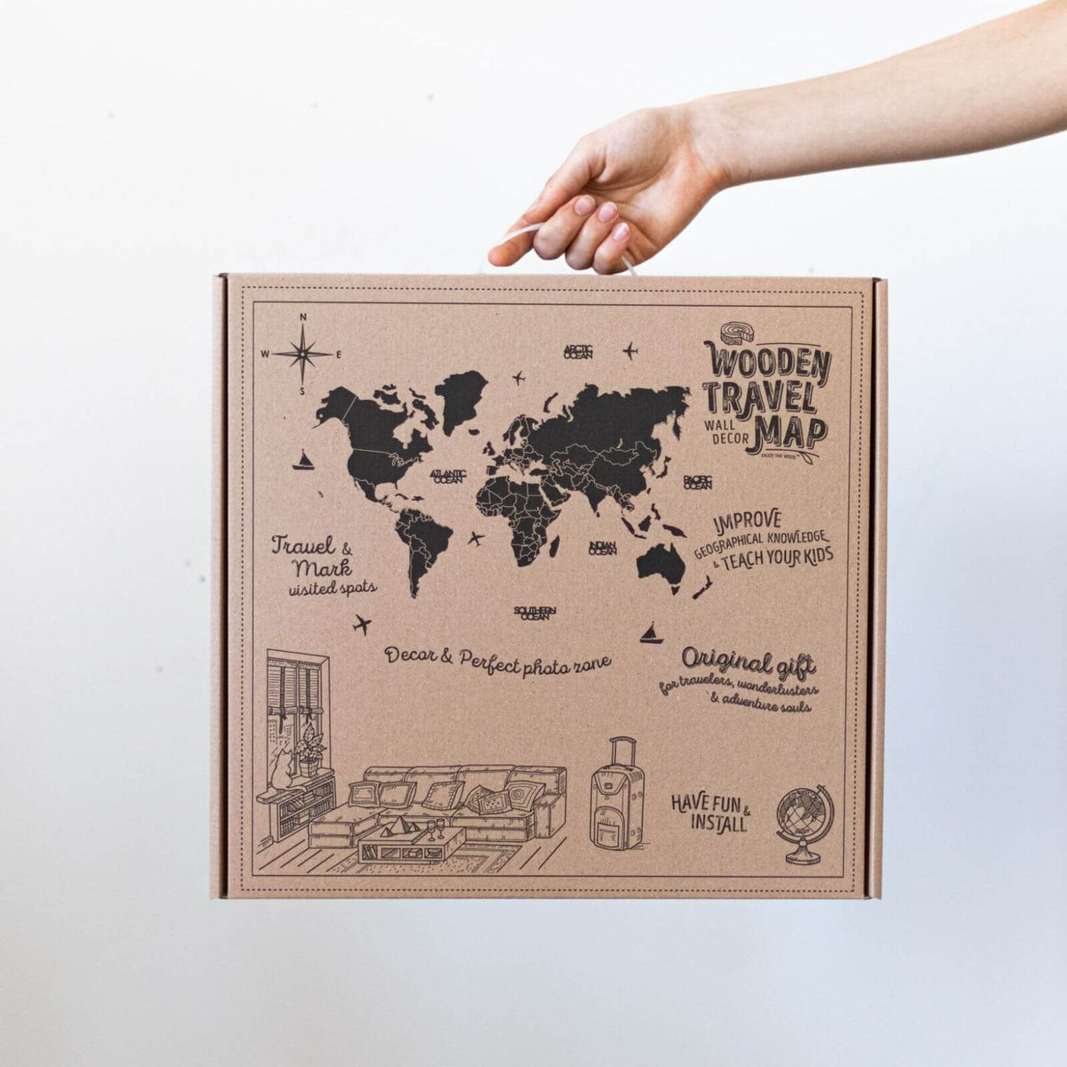 3D Wooden World Map Indie