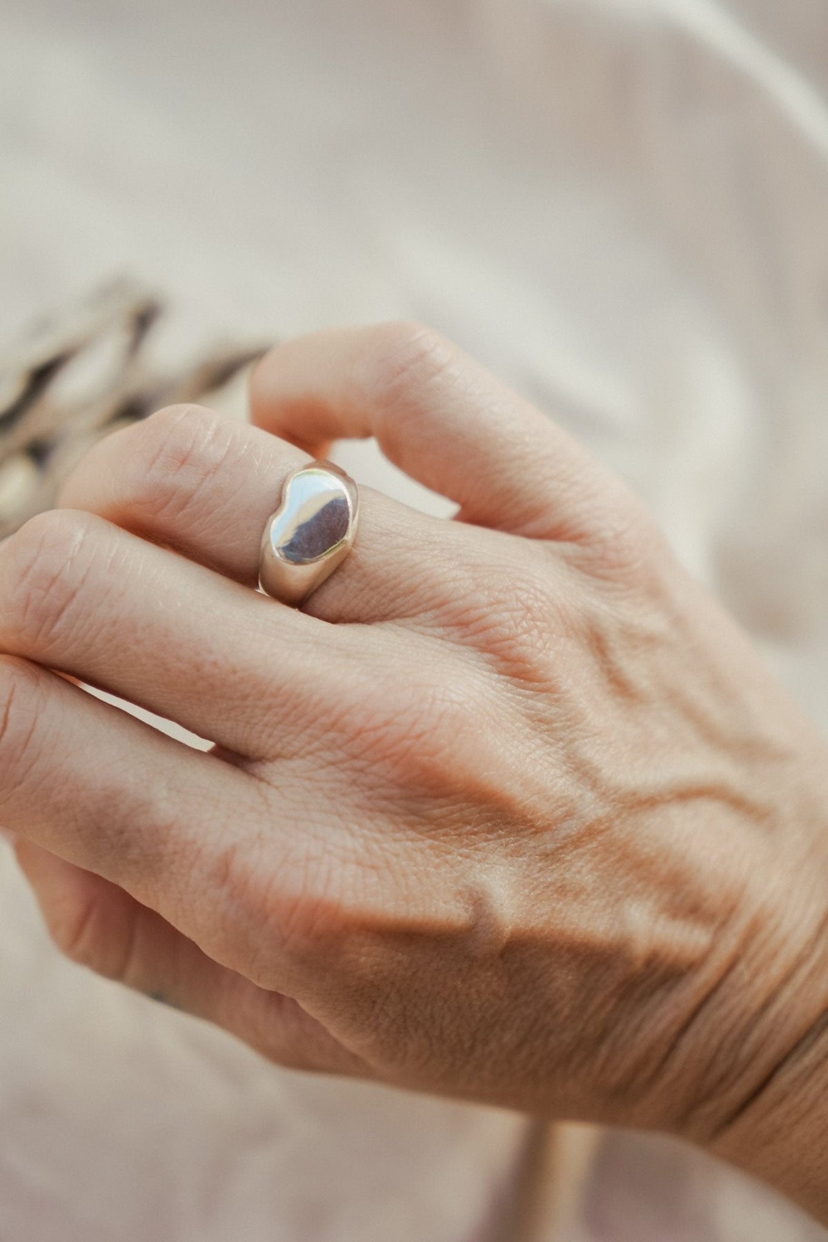 Mirrored Heart Signet Ring