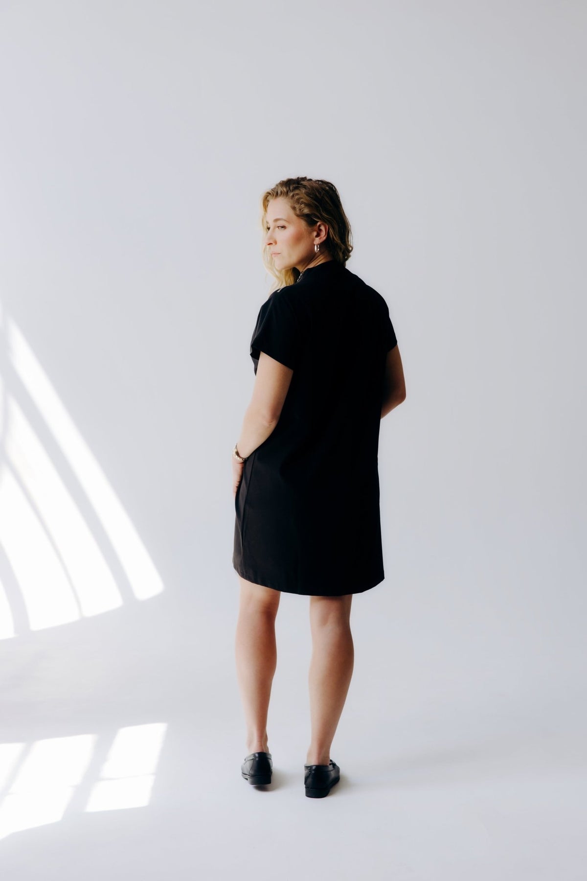 Mock Neck Shoulder Zip Dress - Shop Avnu