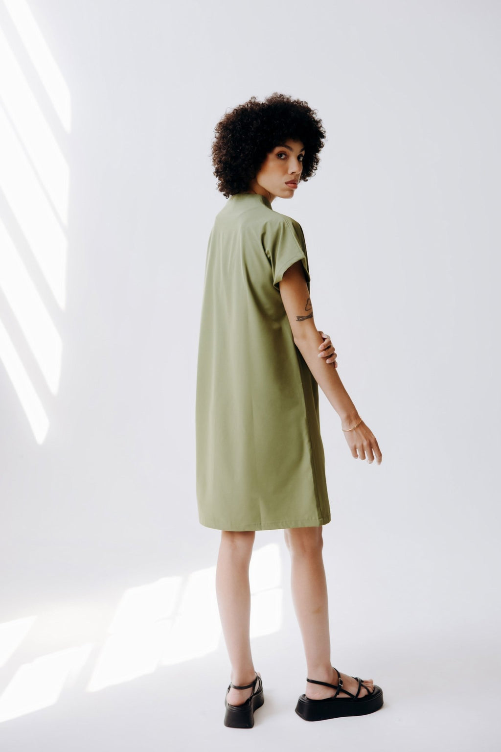Mock Neck Shoulder Zip Dress - Shop Avnu