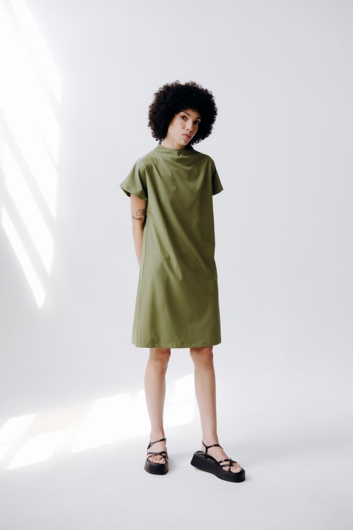 Mock Neck Shoulder Zip Dress - Shop Avnu
