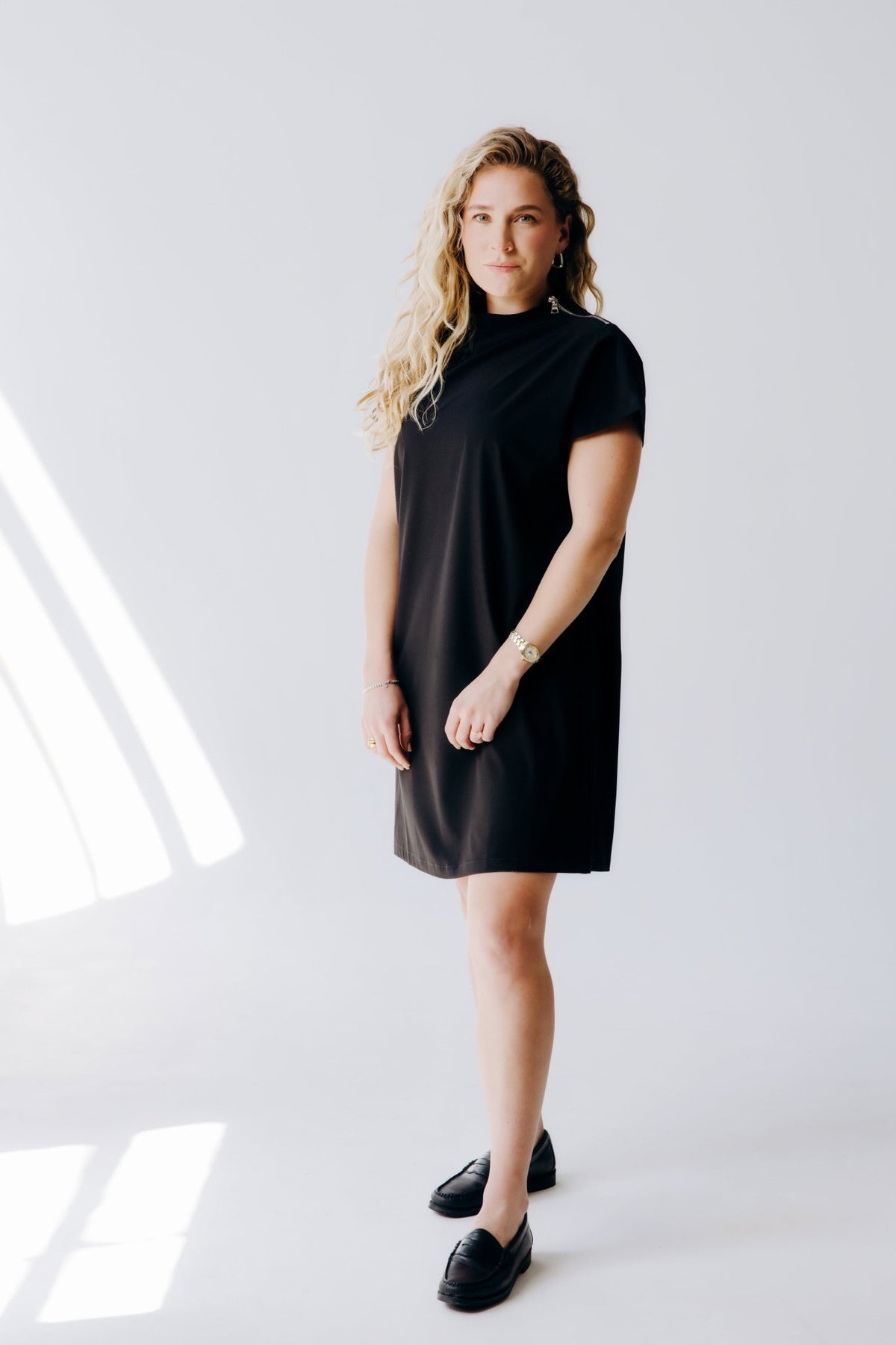 Mock Neck Shoulder Zip Dress - Shop Avnu