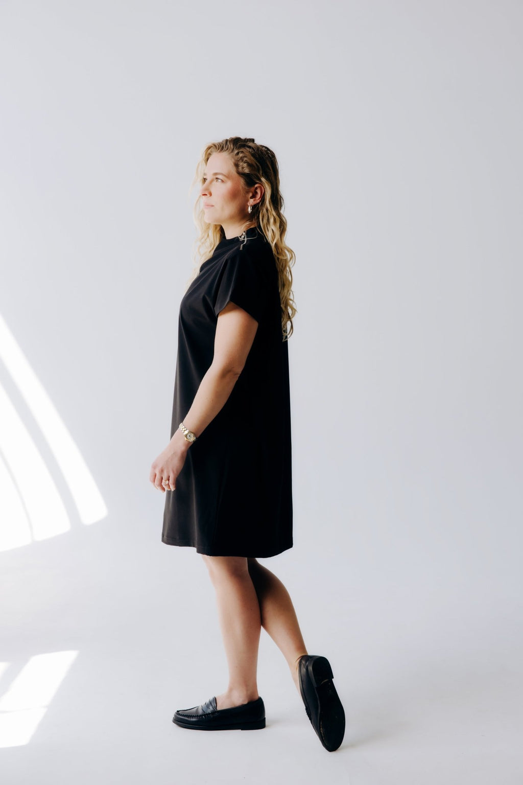 Mock Neck Shoulder Zip Dress - Shop Avnu