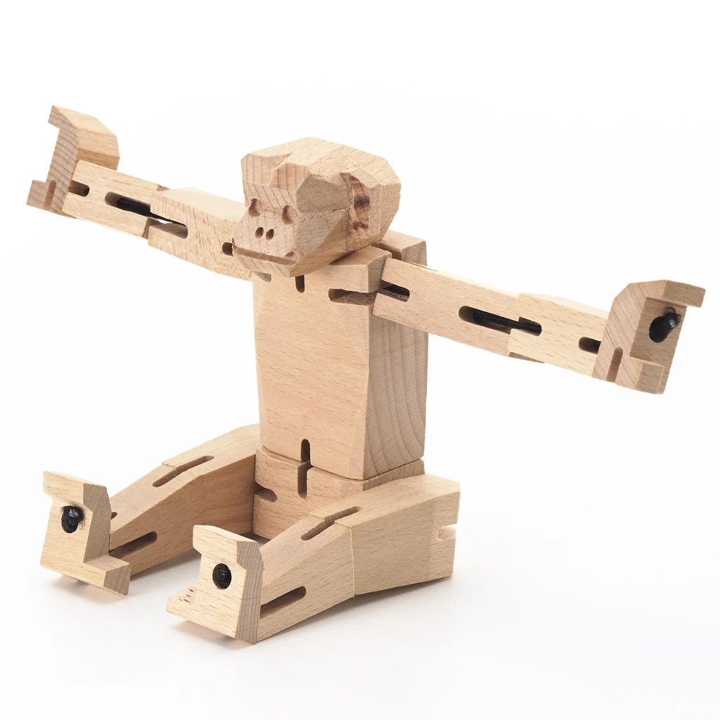 Morphits® Modern Wooden Monkey Decor – Interactive Puzzle & Art Piece
