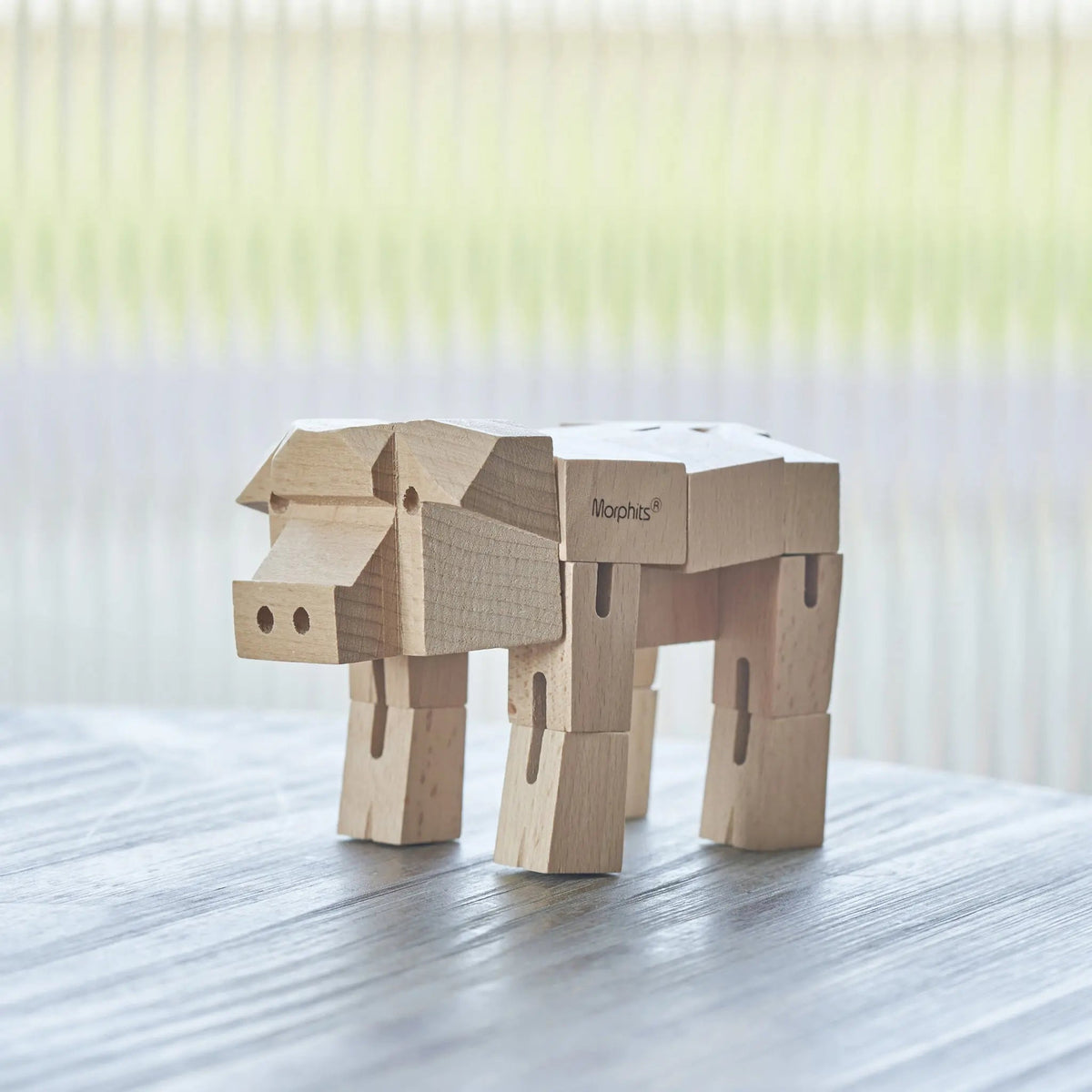 Morphits® Modern Wooden Pig Decor – Interactive Puzzle & Art Piece