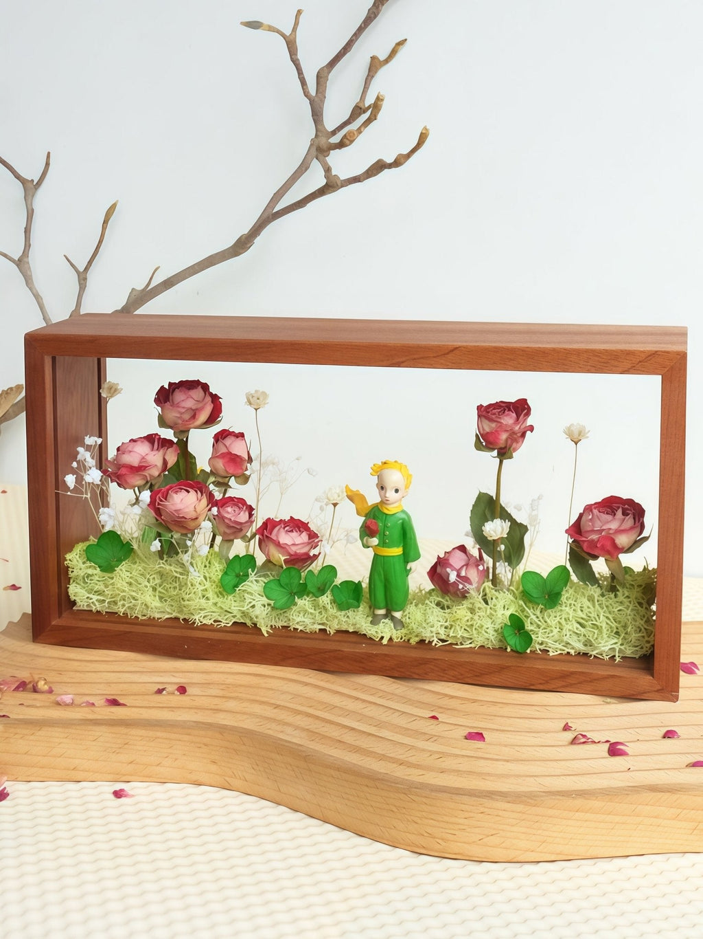 "My Unique Rose" - The Little Prince & Real Preserved Flower Shadow Box Art