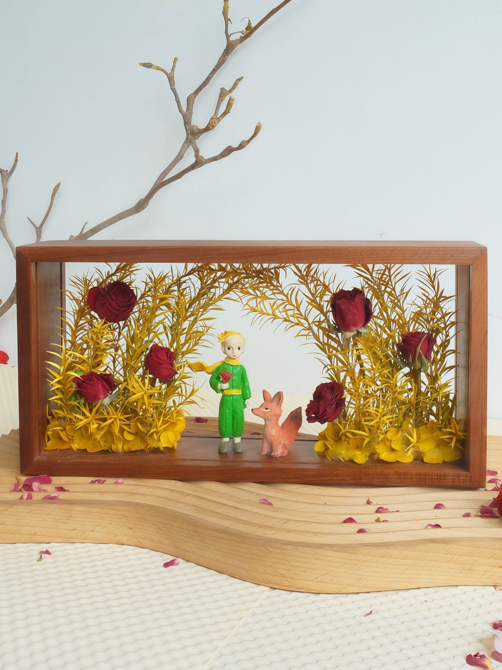 "My Unique Rose" - The Little Prince & Real Preserved Flower Shadow Box Art