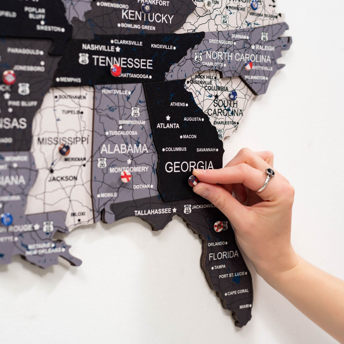 Wooden 3d Map of USA - Nordik