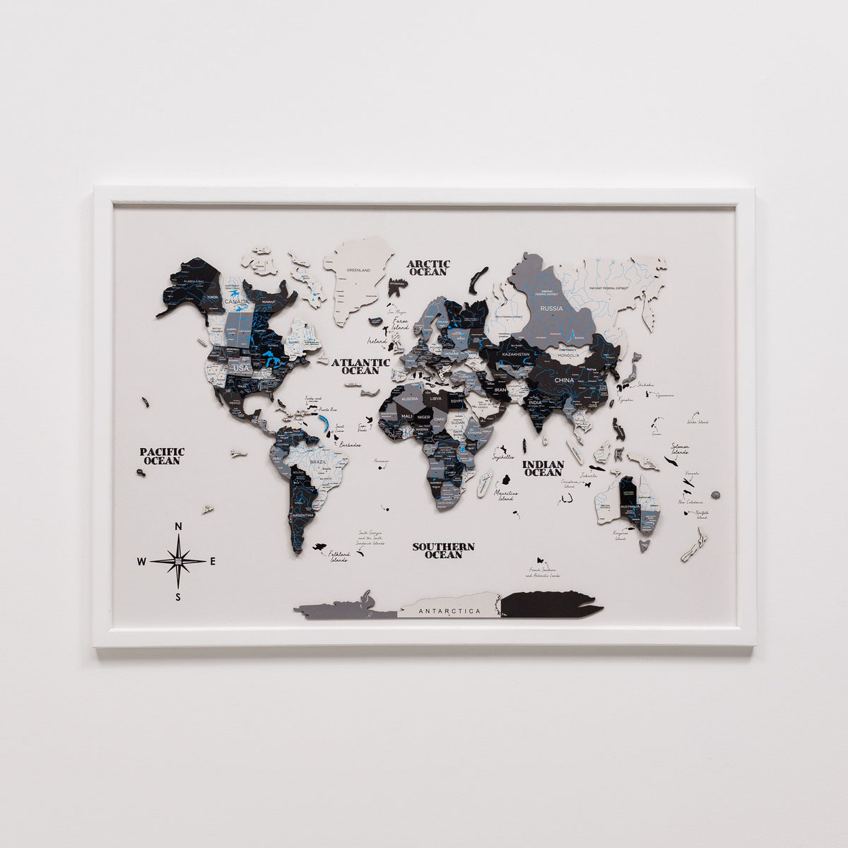3D Wooden Panel World Map - Nordik