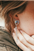 Pink Dahlia Heart Earrings