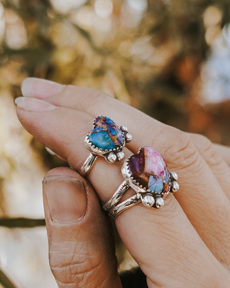 Pink Dahlia Heart Ring