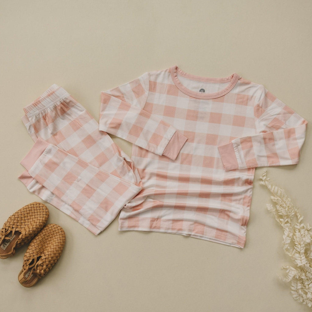 Pink Gingham 2pc Bamboo Pajamas - Shop Avnu