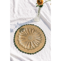 Aura Green edge placemat, Woven raffia tabletop