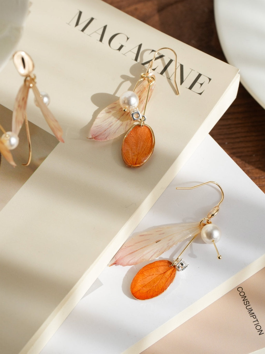 Real Alstroemeria Petal Earrings - "Fairy Wings" Translucent Floral Jewelry