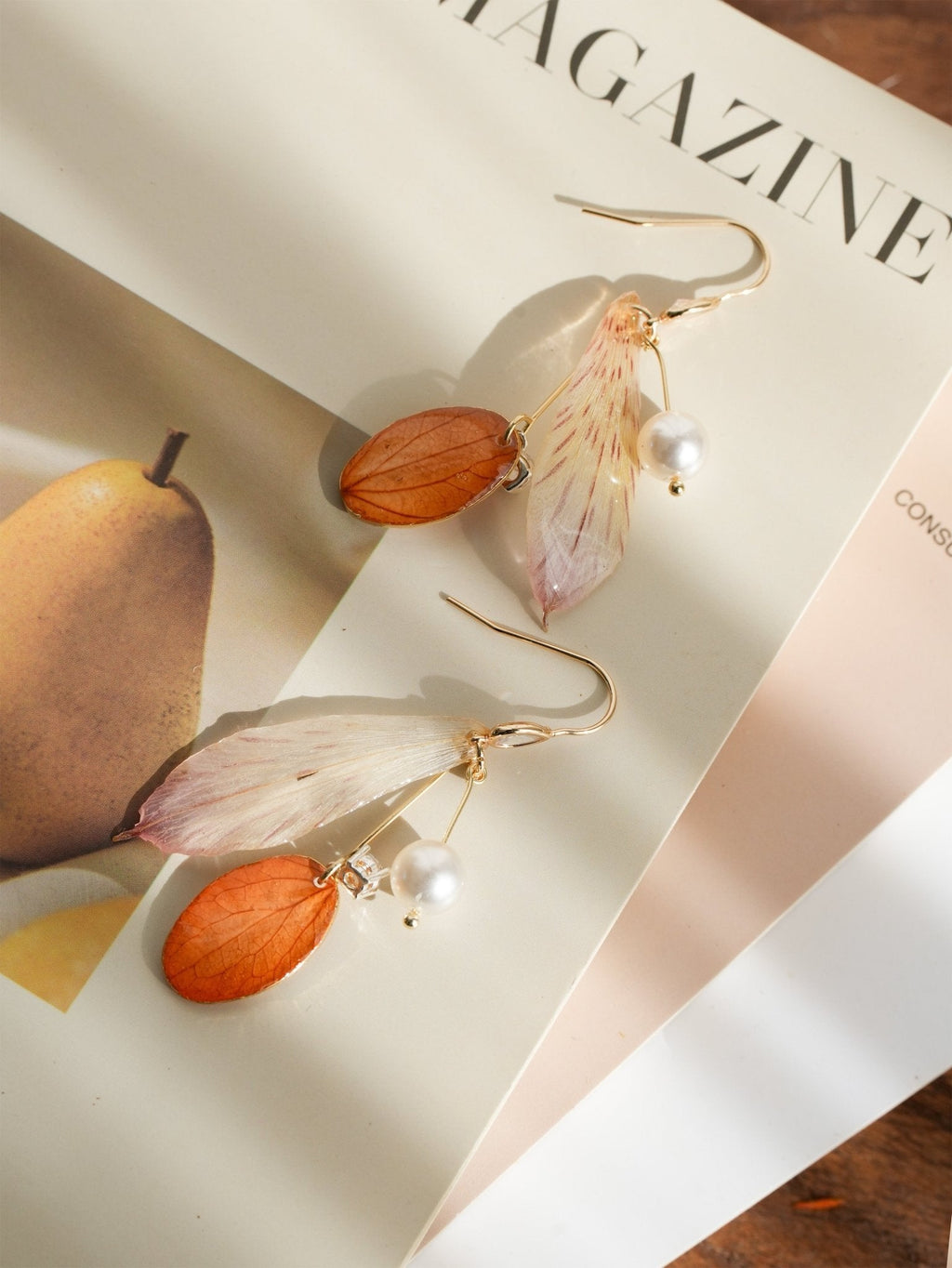 Real Alstroemeria Petal Earrings - "Fairy Wings" Translucent Floral Jewelry