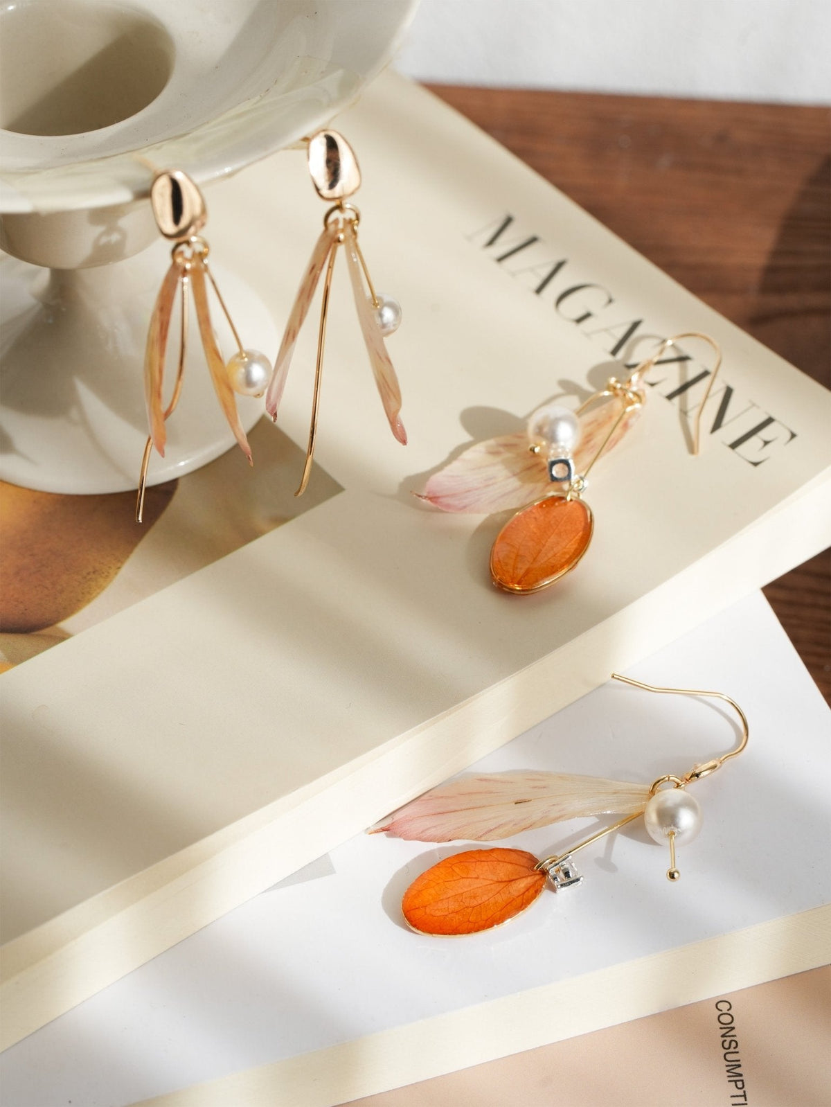 Real Alstroemeria Petal Earrings - "Fairy Wings" Translucent Floral Jewelry