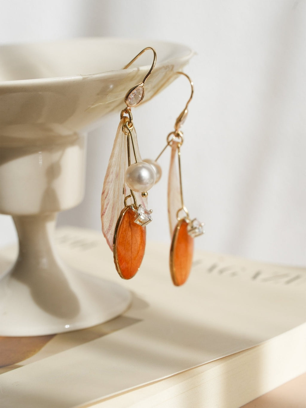 Real Alstroemeria Petal Earrings - "Fairy Wings" Translucent Floral Jewelry