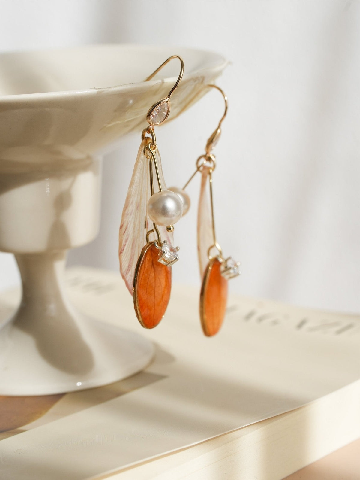 Real Alstroemeria Petal Earrings - "Fairy Wings" Translucent Floral Jewelry