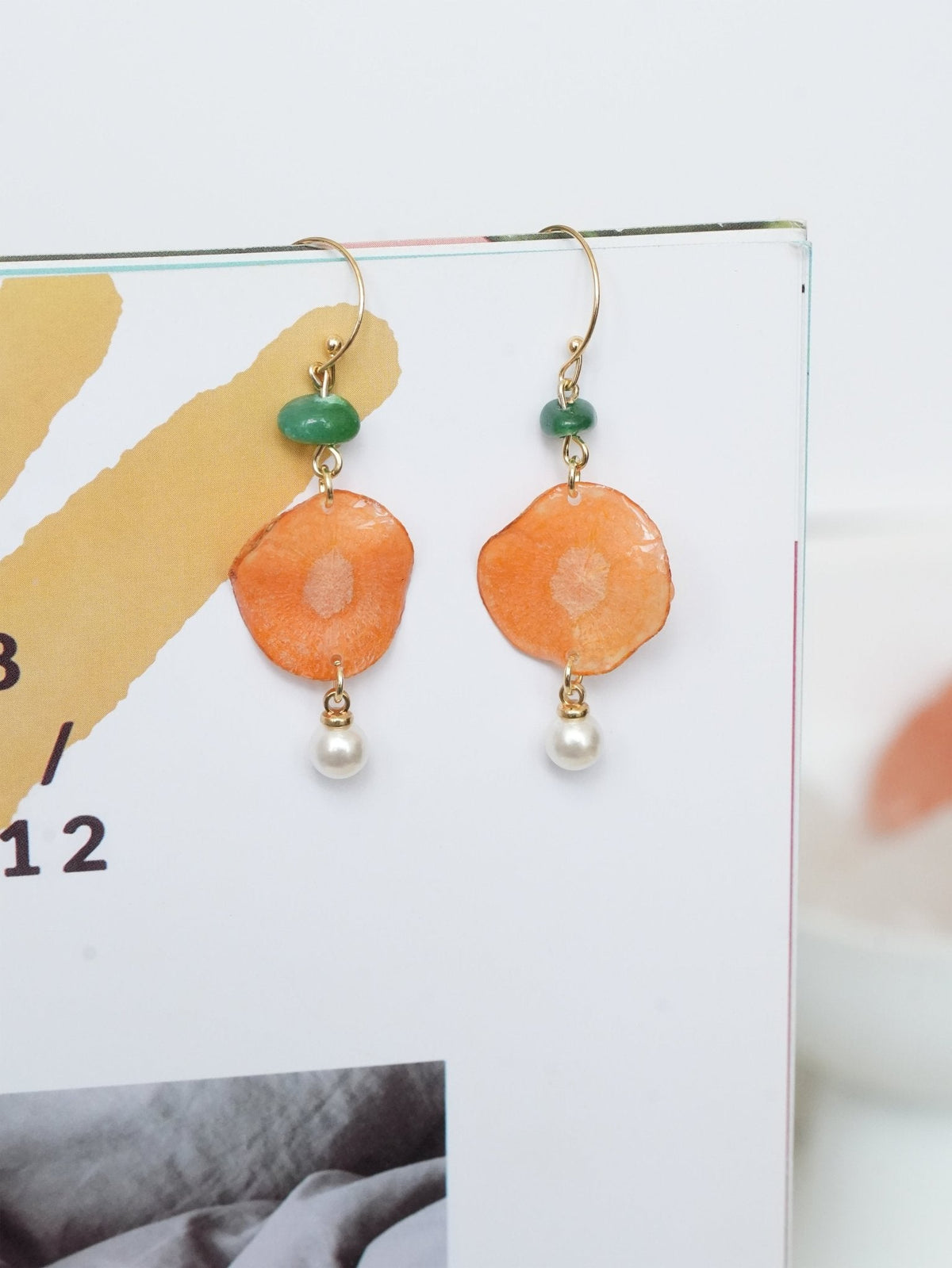 Real Carrot & Purple Sweet Potato Slice Earrings - "Harvest Gem" Vegetable Resin Jewelry