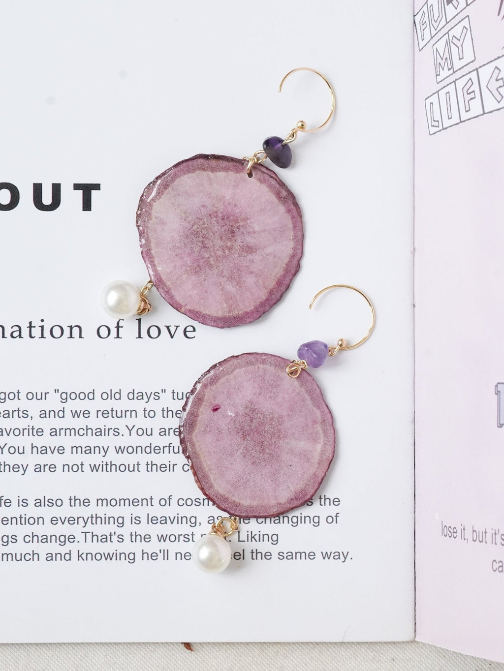 Real Carrot & Purple Sweet Potato Slice Earrings - "Harvest Gem" Vegetable Resin Jewelry