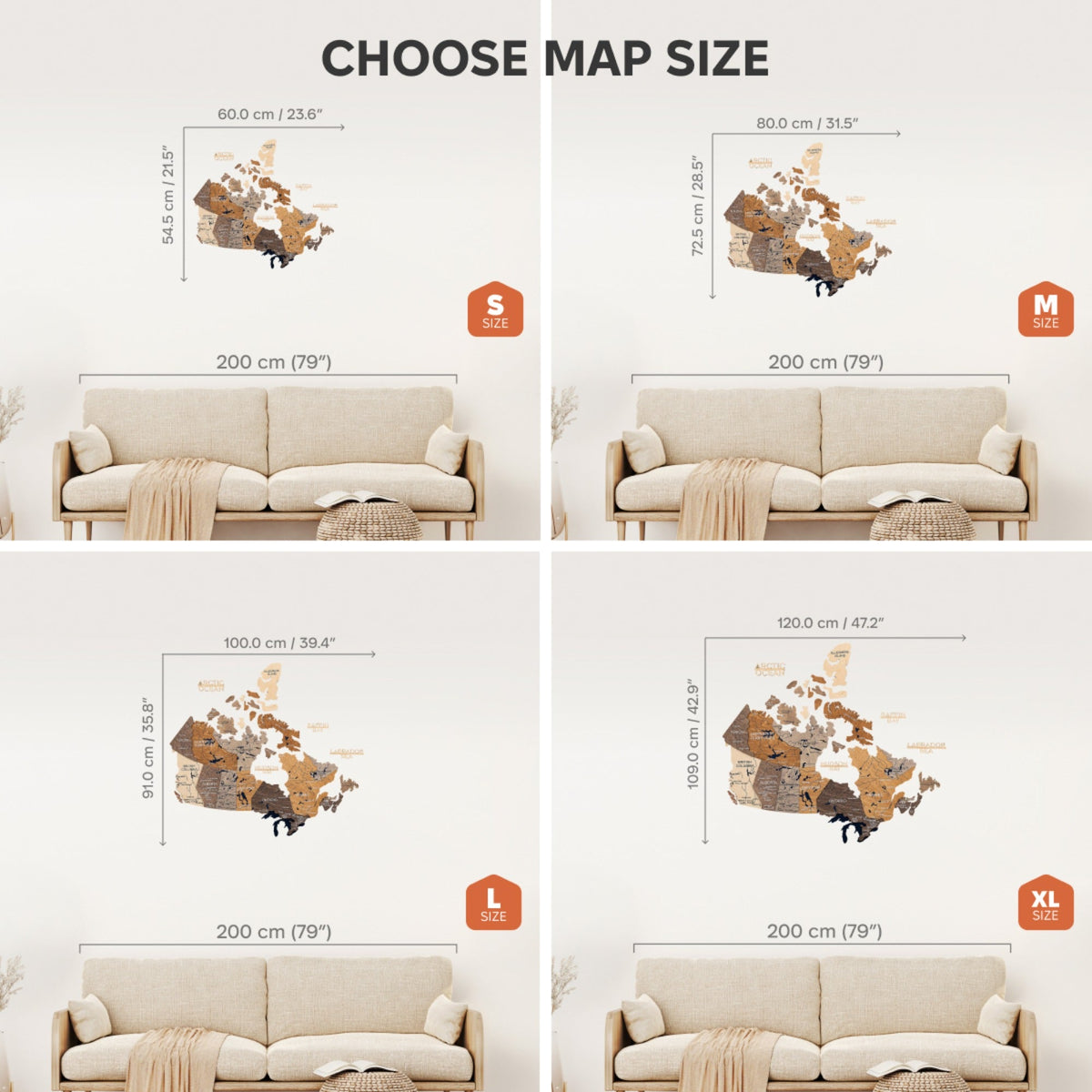3D Wooden Map of Canada – Multicolor