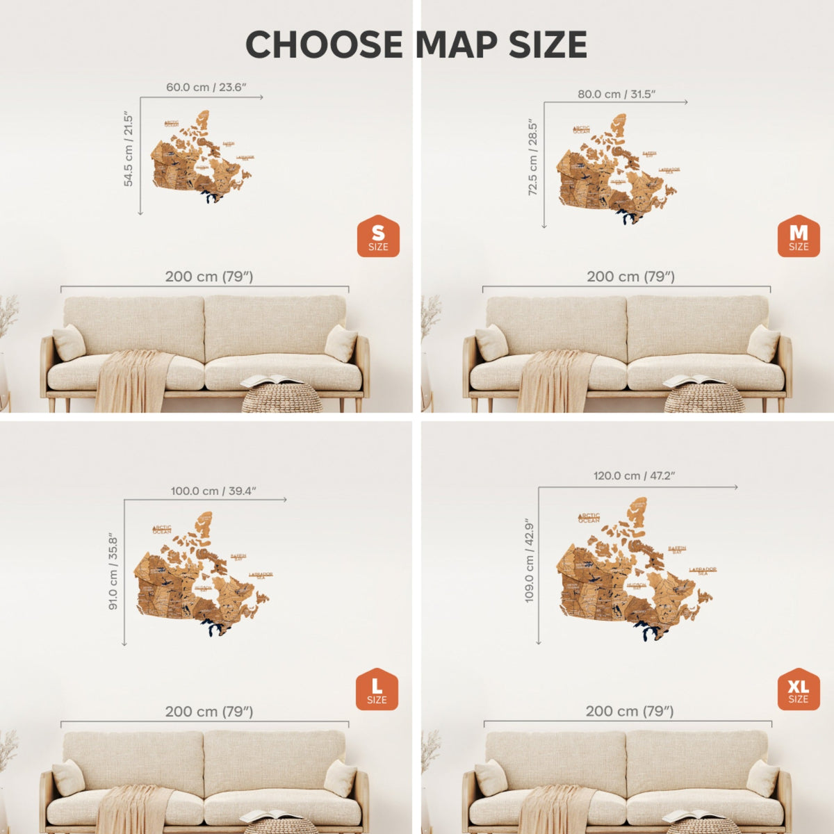 3D Wooden Map of Canada – Oak