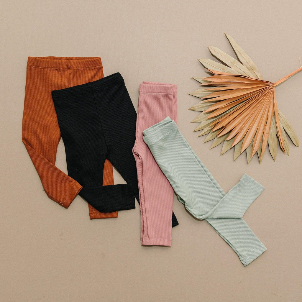 Ribbed Bamboo Leggings for Kids - Multiple Colors - Shop Avnu