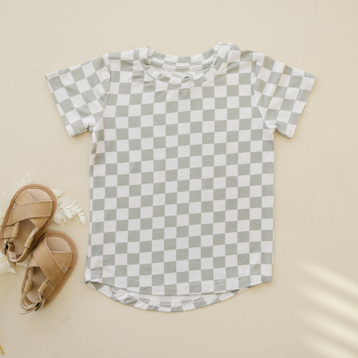 Sage Checkered Bamboo Tee *Sizes 3/6m & Sz 6 Left - Shop Avnu