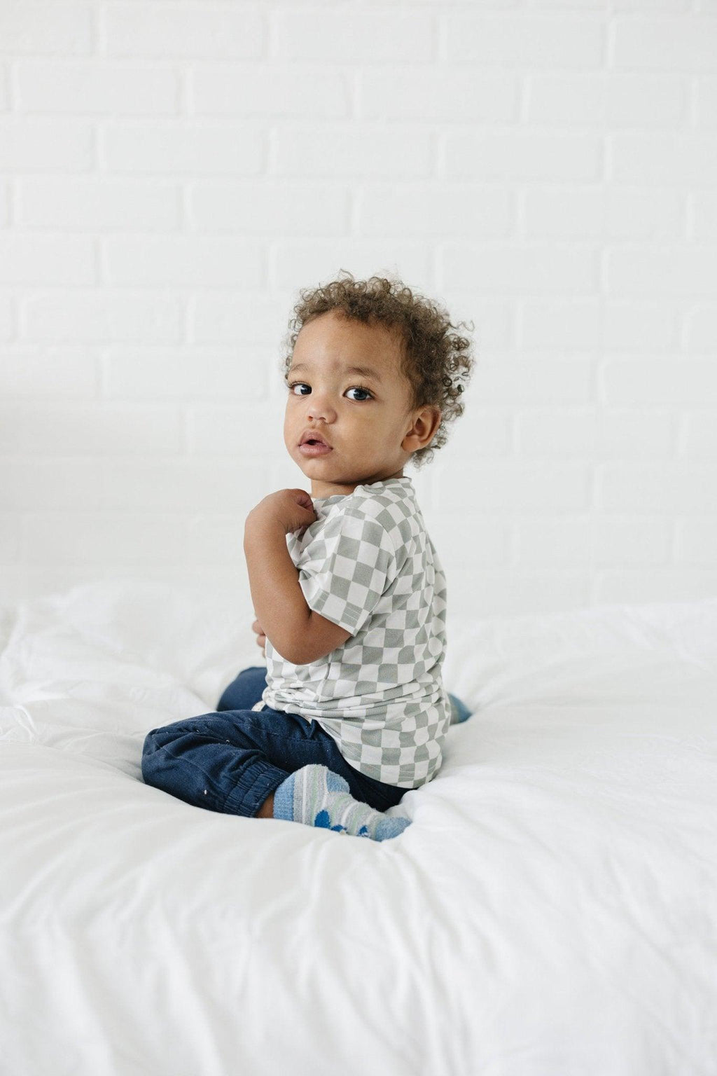 Sage Checkered Bamboo Tee *Sizes 3/6m & Sz 6 Left - Shop Avnu