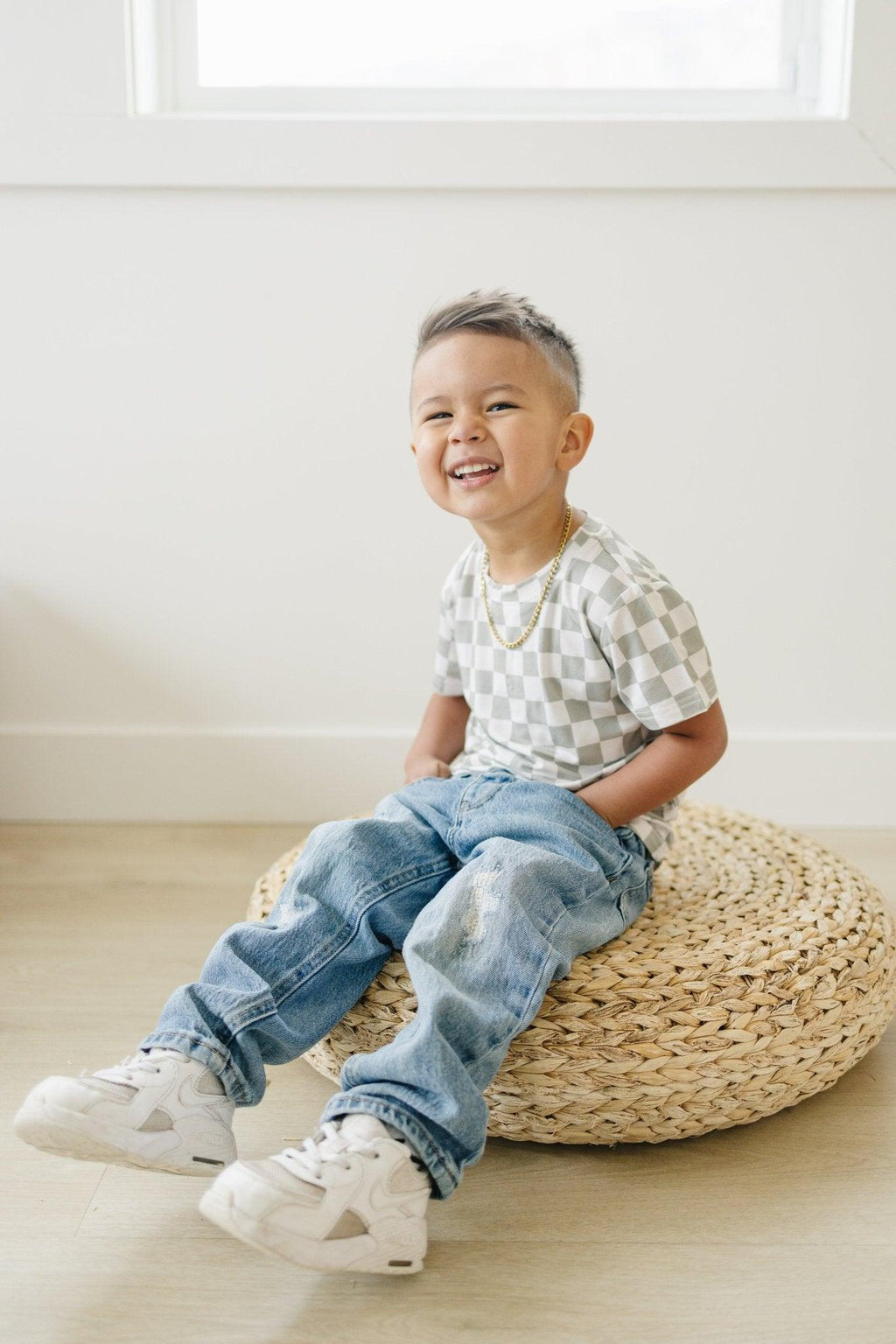 Sage Checkered Bamboo Tee *Sizes 3/6m & Sz 6 Left - Shop Avnu
