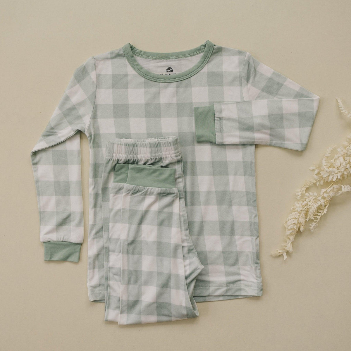 Sage Gingham 2pc Bamboo Pajamas - Shop Avnu